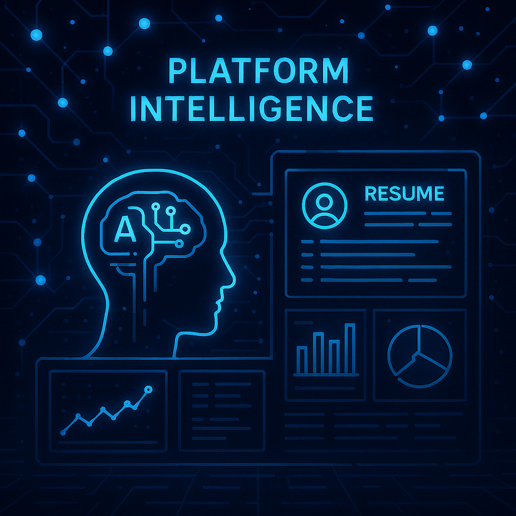 Wackowave platform intelligence diagram showing AI analysis of a resume into structured signals
